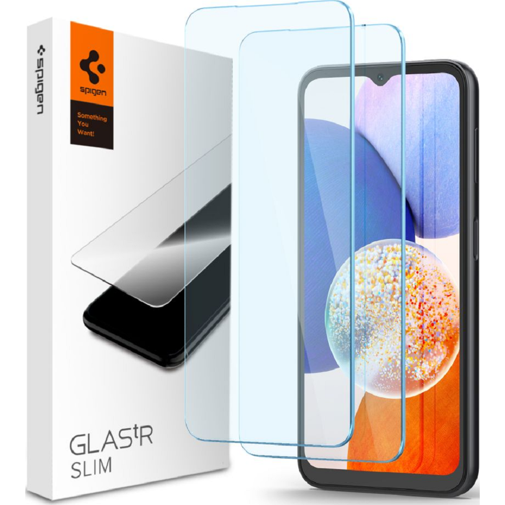 Spigen GLAS.tR Slim Premium Tempered Glass - Αντιχαρακτικό Γυαλί Οθόνης Samsung Galaxy A14 - Clear - 2 Τεμάχια (AGL05971)