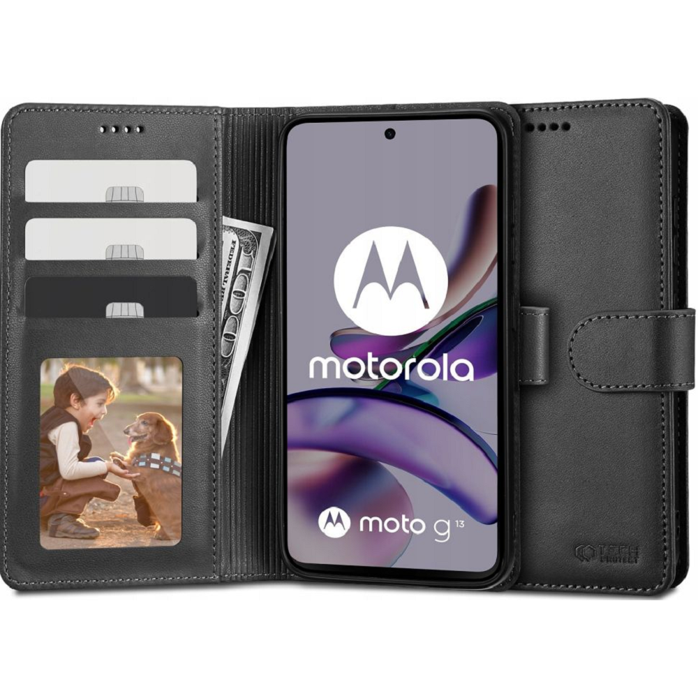 Tech-Protect Wallet - Θήκη Πορτοφόλι Motorola Moto G53 - Black (9490713932759)