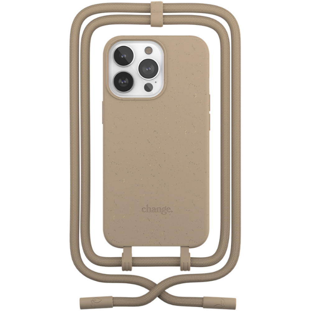Woodcessories 2 in 1 Change Case - Βιοδιασπώμενη Θήκη με Αποσπώμενο Λουράκι - Apple iPhone 14 Pro Max - Taupe (cha167)