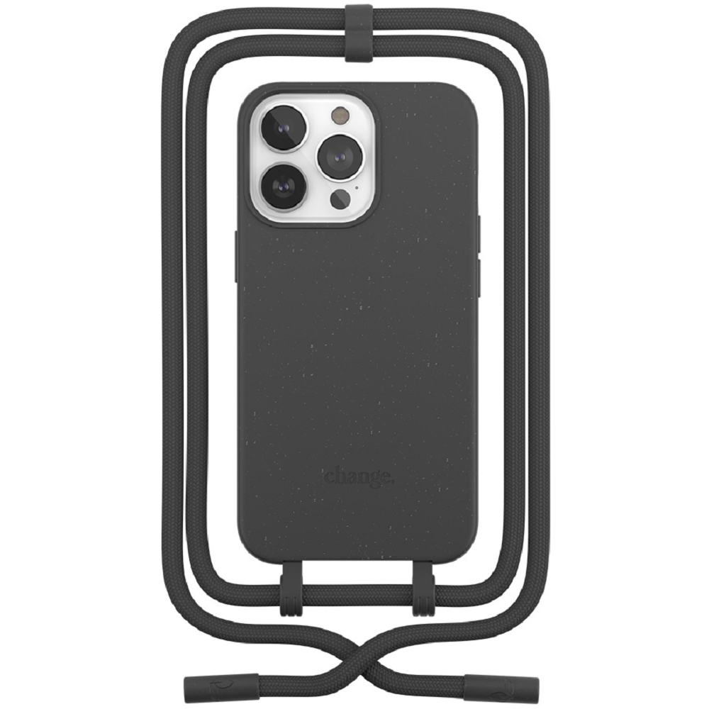 Woodcessories 2 in 1 Change Case - Βιοδιασπώμενη Θήκη με Αποσπώμενο Λουράκι - Apple iPhone 14 Pro Max - Black (cha166)