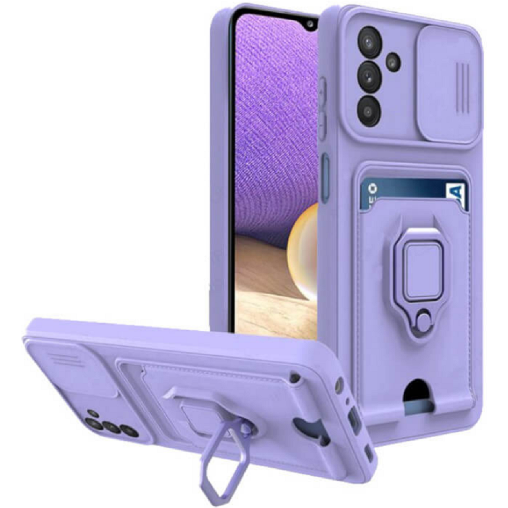 Bodycell Multifunction - Ανθεκτική Θήκη Samsung Galaxy A34 με Λουράκι Λαιμού / Κάλυμμα Κάμερας / Ring Holder / Υποδοχή Κάρτας - Purple (5206015018565)