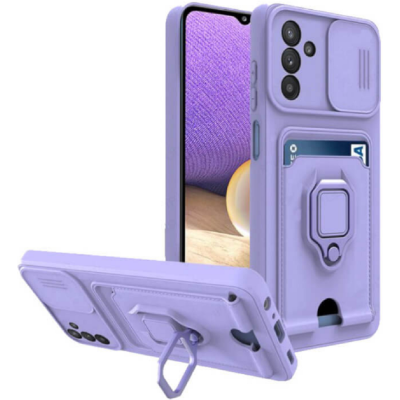 Bodycell Multifunction - Ανθεκτική Θήκη Samsung Galaxy A34 με Λουράκι Λαιμού / Κάλυμμα Κάμερας / Ring Holder / Υποδοχή Κάρτας - Purple (5206015018565)