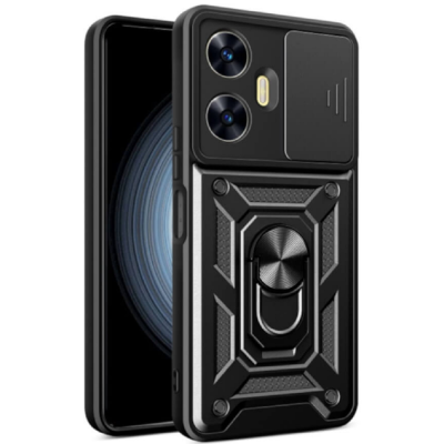 Bodycell Armor Slide - Ανθεκτική Θήκη Realme C55 με Κάλυμμα για την Κάμερα & Μεταλλικό Ring Holder - Black (5206015018688)
