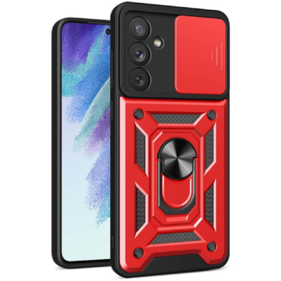 Bodycell Armor Slide - Ανθεκτική Θήκη Samsung Galaxy A14 με Κάλυμμα για την Κάμερα & Μεταλλικό Ring Holder - Red (5206015018725)