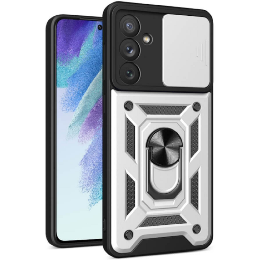 Bodycell Armor Slide - Ανθεκτική Θήκη Samsung Galaxy A14 με Κάλυμμα για την Κάμερα & Μεταλλικό Ring Holder - Silver (5206015018732)