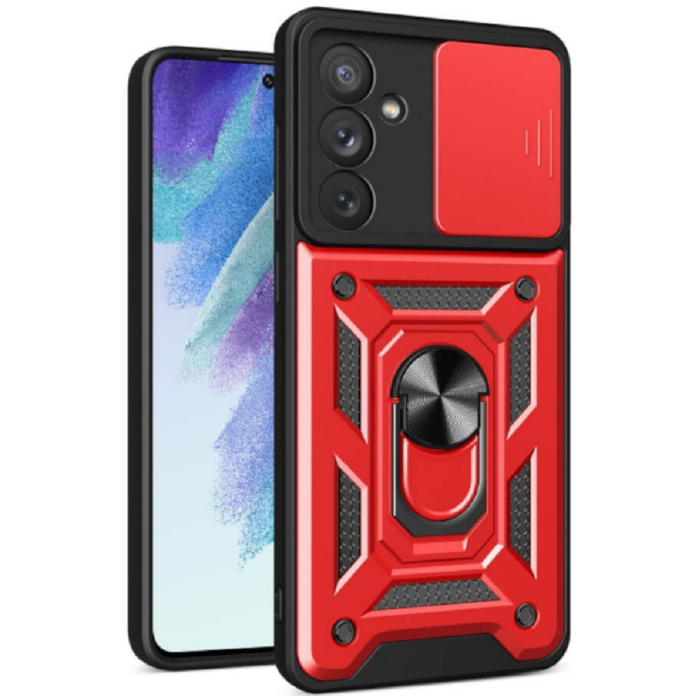 Bodycell Armor Slide - Ανθεκτική Θήκη Samsung Galaxy A34 με Κάλυμμα για την Κάμερα & Μεταλλικό Ring Holder - Red (5206015019395)