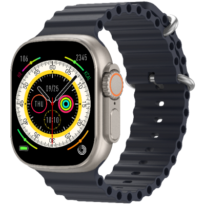 Riversong Smartwatch Motive 8 Ultra - Midnight Black / Orange Strap (SW808B)