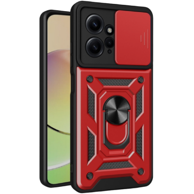Bodycell Armor Slide - Ανθεκτική Θήκη Xiaomi Redmi Note 12 4G με Κάλυμμα για την Κάμερα & Μεταλλικό Ring Holder - Red (5206015019876)