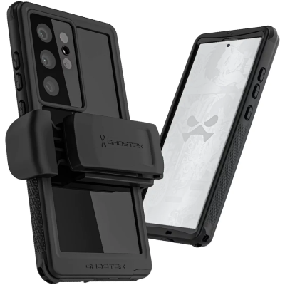 Ghostek Nautical 4 - Ανθεκτική Αδιάβροχη Θήκη με Περιστρεφόμενο Κλιπ Ζώνης - Samsung Galaxy S23 Ultra - Black (GHOCAS3373)