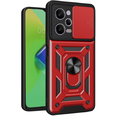 Bodycell Armor Slide - Ανθεκτική Θήκη Xiaomi Redmi Note 12 Pro 5G / Poco X5 Pro με Κάλυμμα για την Κάμερα & Μεταλλικό Ring Holder - Red (5206015020513)