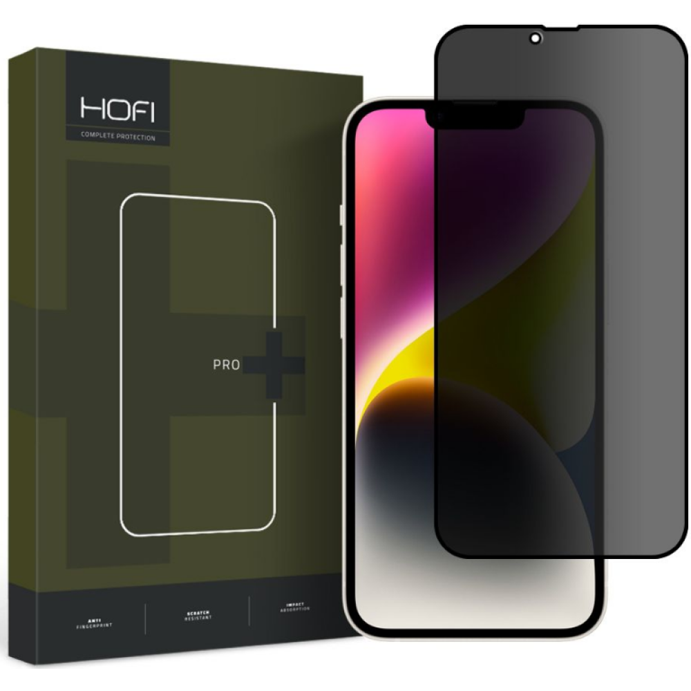 Hofi Anti Spy Pro+ Tempered Glass Privacy - Full Face Αντιχαρακτικό Γυαλί Προστασίας Απορρήτου Οθόνης - Apple iPhone 16e / 14 / 13 / 13 Pro - Black (9490713933534)