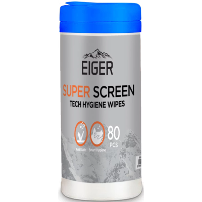 Eiger Super Screen Tech Hygiene Wipes - Μαντηλάκια Καθαρισμού Οθόνης & Συσκευών - 80 Τεμάχια (EGSCK00102)