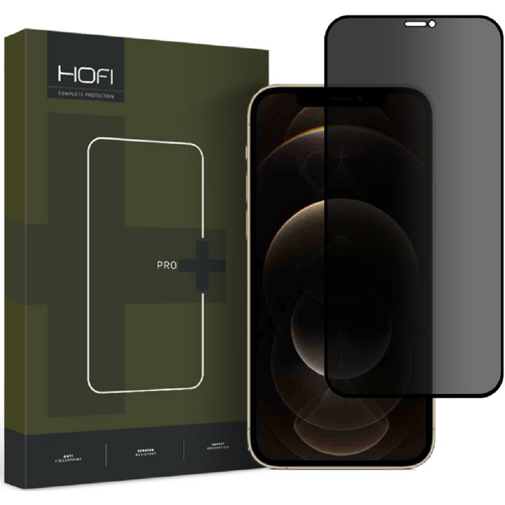 Hofi Anti Spy Pro+ Tempered Glass Privacy - Full Face Αντιχαρακτικό Γυαλί Προστασίας Απορρήτου Οθόνης - Apple iPhone 12 / 12 Pro - Black (9490713933503)