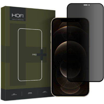 Hofi Anti Spy Pro+ Tempered Glass Privacy - Full Face Αντιχαρακτικό Γυαλί Προστασίας Απορρήτου Οθόνης - Apple iPhone 12 / 12 Pro - Black (9490713933503)