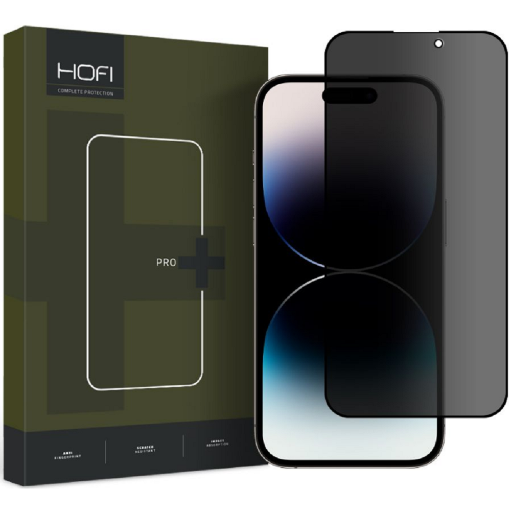 Hofi Anti Spy Pro+ Tempered Glass Privacy - Full Face Αντιχαρακτικό Γυαλί Προστασίας Απορρήτου Οθόνης - Apple iPhone 14 Pro - Black (9490713933558)