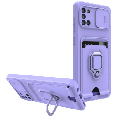 Bodycell Multifunction - Ανθεκτική Θήκη Samsung Galaxy A31 με Λουράκι Λαιμού / Κάλυμμα Κάμερας / Ring Holder / Υποδοχή Κάρτας - Purple (5206015012914)