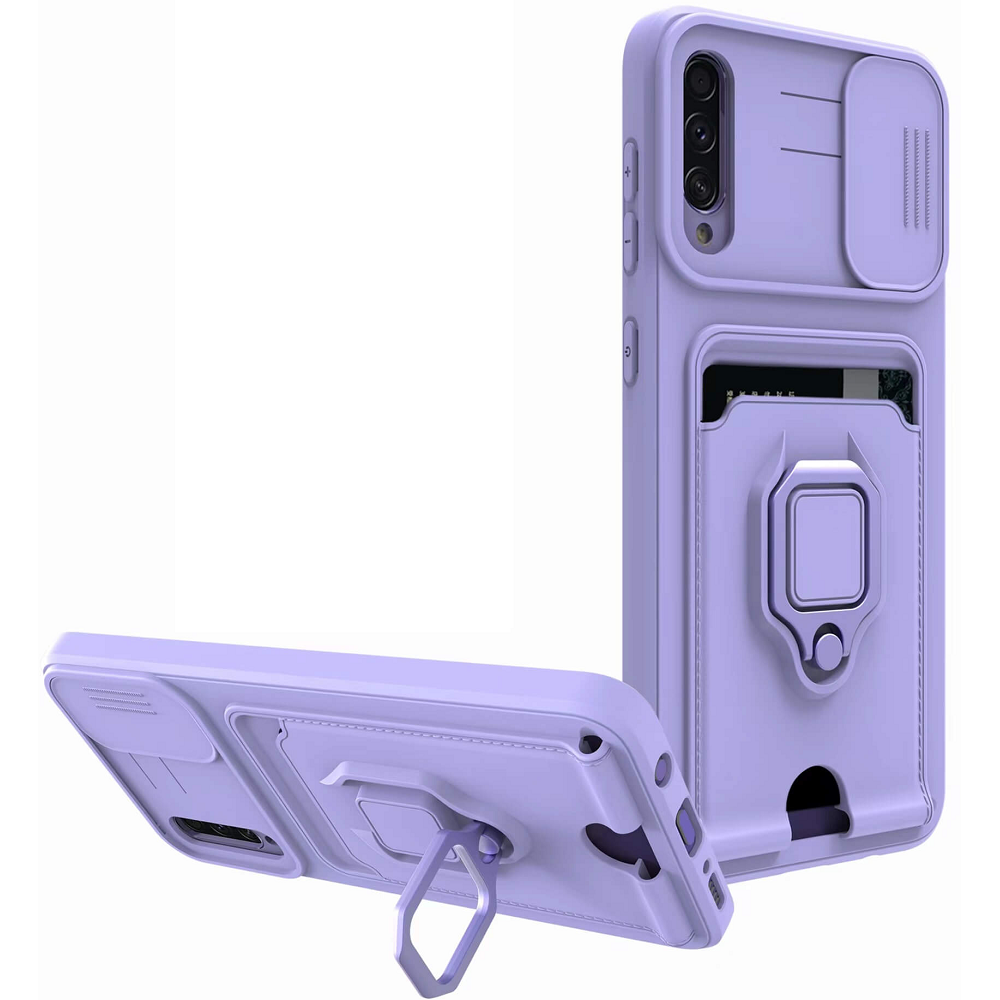 Bodycell Multifunction - Ανθεκτική Θήκη Samsung Galaxy A50/A30s με Λουράκι Λαιμού / Κάλυμμα Κάμερας / Ring Holder / Υποδοχή Κάρτας - Purple (5206015013027)