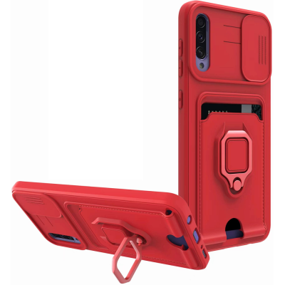 Bodycell Multifunction - Ανθεκτική Θήκη Samsung Galaxy A50/A30s με Λουράκι Λαιμού / Κάλυμμα Κάμερας / Ring Holder / Υποδοχή Κάρτας - Red (5206015013034)