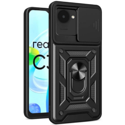 Bodycell Armor Slide - Ανθεκτική Θήκη Realme C30 με Κάλυμμα για την Κάμερα & Μεταλλικό Ring Holder - Black (5206015018763)