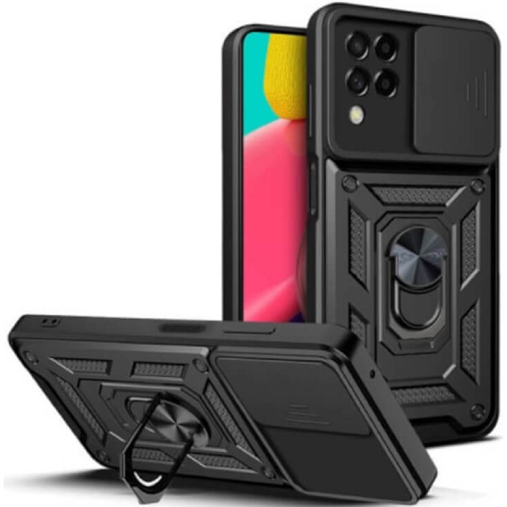 Bodycell Armor Slide - Ανθεκτική Θήκη Samsung Galaxy M53 με Κάλυμμα για την Κάμερα & Μεταλλικό Ring Holder - Black (5206015019159)