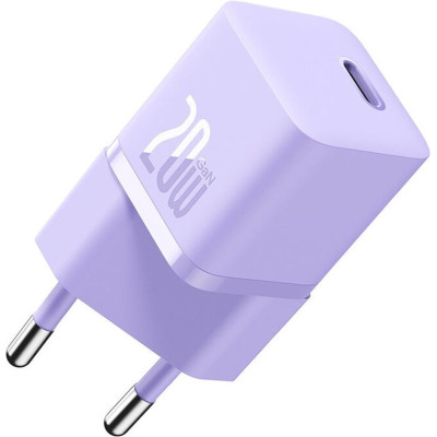 Φορτιστής Baseus GaN5 Fast Charger 1C Τοίχου Γρήγορος με 1 x Type-C 20W - Purple (CCGN050105)