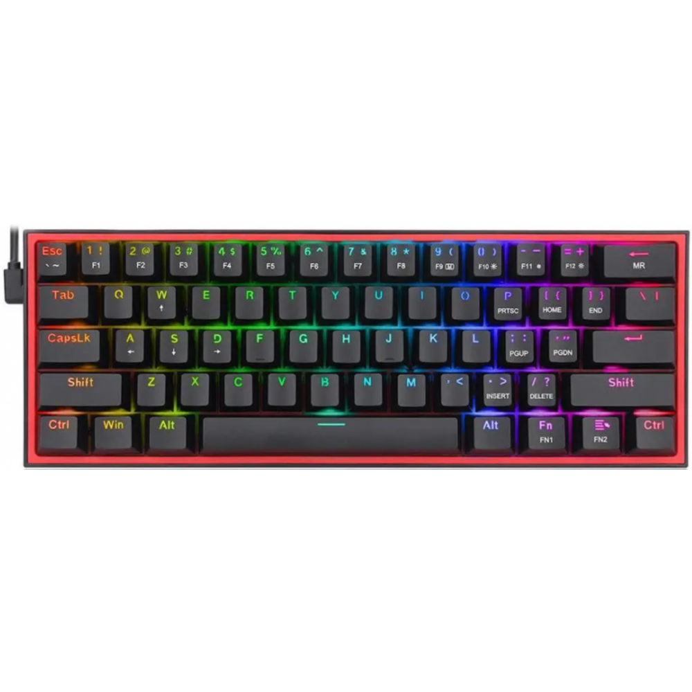 Redragon K617 FIZZ RGB Mechanical Gaming Keyboard - Ενσύρματο RGB Gaming Μηχανικό Πληκτρολόγιο με Custom Red Διακόπτες - US - Black (6950376706768)