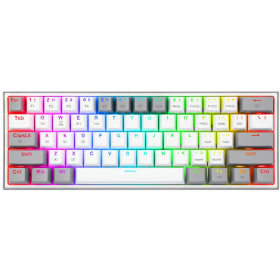 Redragon K617 FIZZ RGB Mechanical Gaming Keyboard - Ενσύρματο RGB Gaming Μηχανικό Πληκτρολόγιο με Custom Red Διακόπτες - US - White / Grey (6950376706799)