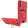 Bodycell Multifunction - Ανθεκτική Θήκη Samsung Galaxy A14 με Λουράκι Λαιμού / Κάλυμμα Κάμερας / Ring Holder / Υποδοχή Κάρτας - Red (5206015012693)