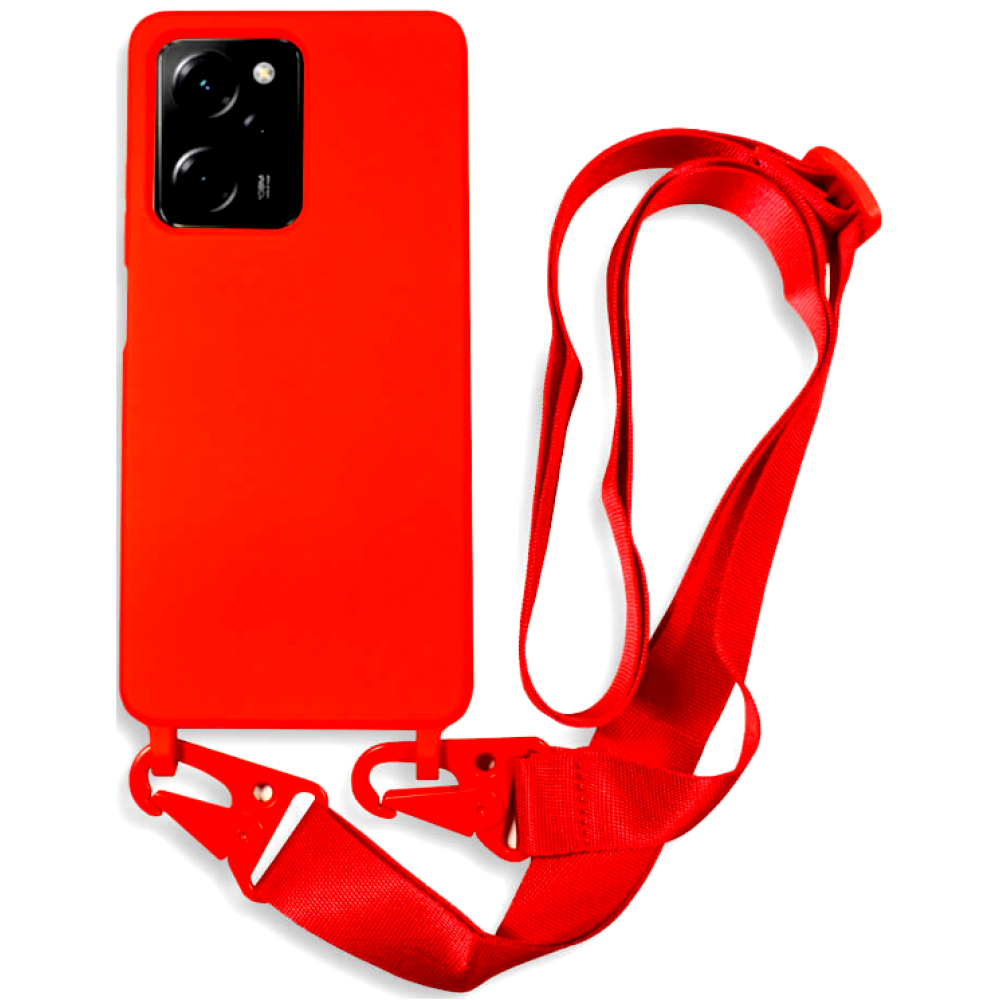 Bodycell Θήκη Σιλικόνης με Λουράκι Λαιμού - Xiaomi Redmi Note 12 Pro 5G / Poco X5 Pro - Red (5206015024054)