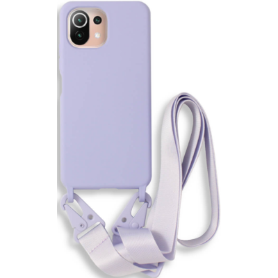Bodycell Θήκη Σιλικόνης με Λουράκι Λαιμού - Xiaomi 11 Lite 5G NE / Mi 11 Lite - Violet (5206015001925)
