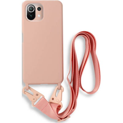 Bodycell Θήκη Σιλικόνης με Λουράκι Λαιμού - Xiaomi 11 Lite 5G NE / Mi 11 Lite - Pink (5206015001901)