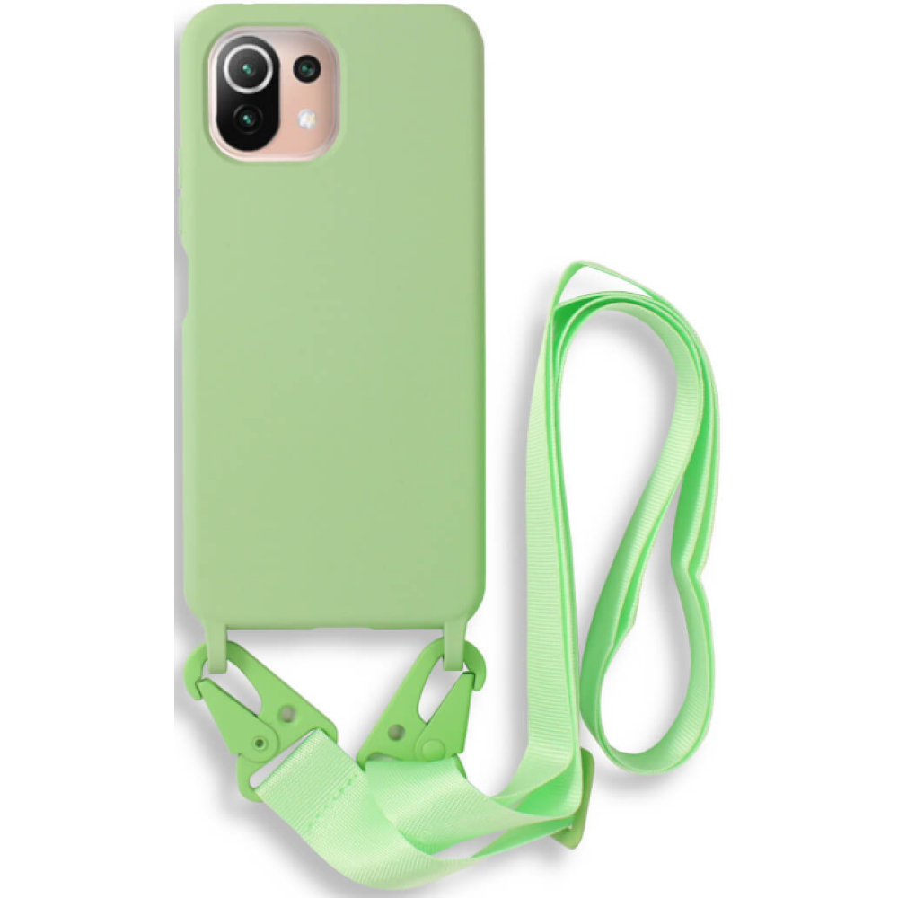 Bodycell Θήκη Σιλικόνης με Λουράκι Λαιμού - Xiaomi 11 Lite 5G NE / Mi 11 Lite - Green (5206015001895)