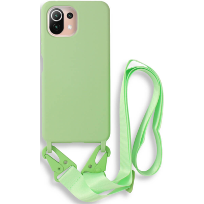 Bodycell Θήκη Σιλικόνης με Λουράκι Λαιμού - Xiaomi 11 Lite 5G NE / Mi 11 Lite - Green (5206015001895)