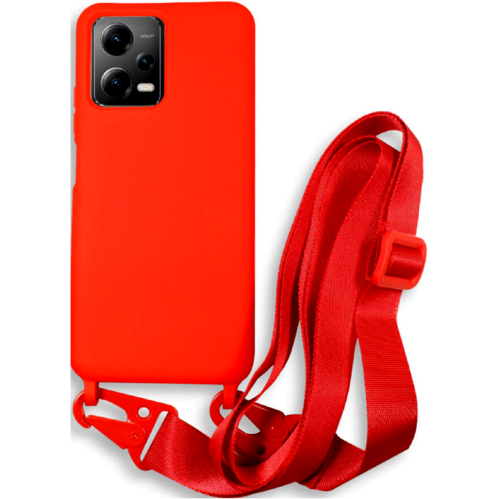 Bodycell Θήκη Σιλικόνης με Λουράκι Λαιμού - Xiaomi Redmi Note 12 5G / Poco X5 - Red (5206015023897)