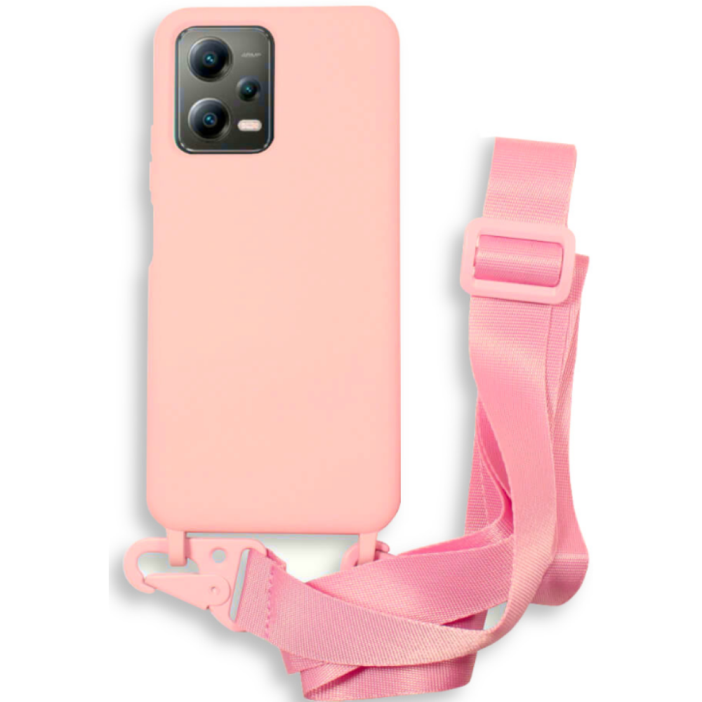 Bodycell Θήκη Σιλικόνης με Λουράκι Λαιμού - Xiaomi Redmi Note 12 5G / Poco X5 - Pink (5206015023842)