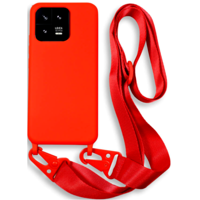 Bodycell Θήκη Σιλικόνης με Λουράκι Λαιμού - Xiaomi 13 - Red (5206015026478)