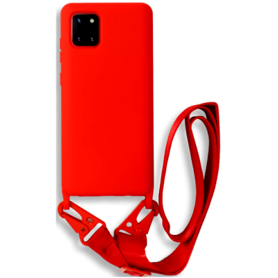 Bodycell Θήκη Σιλικόνης με Λουράκι Λαιμού - Samsung Galaxy Note 10 Lite - Red (5206015001741)
