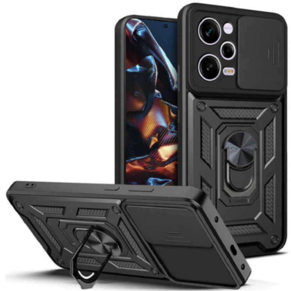 Bodycell Armor Slide - Ανθεκτική Θήκη Xiaomi Redmi Note 12 Pro 5G / Poco X5 Pro με Κάλυμμα για την Κάμερα & Μεταλλικό Ring Holder - Black (5206015012013)