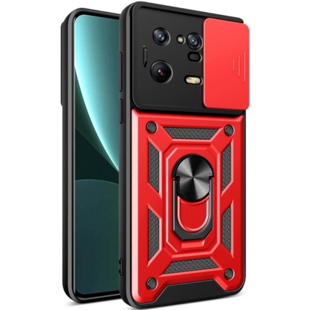 Bodycell Armor Slide - Ανθεκτική Θήκη Xiaomi 13 Pro με Κάλυμμα για την Κάμερα & Μεταλλικό Ring Holder - Red (5206015011511)