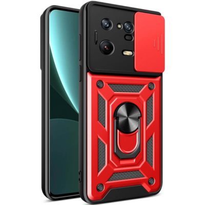 Bodycell Armor Slide - Ανθεκτική Θήκη Xiaomi 13 Pro με Κάλυμμα για την Κάμερα & Μεταλλικό Ring Holder - Red (5206015011511)