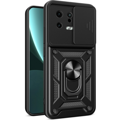 Bodycell Armor Slide - Ανθεκτική Θήκη Xiaomi 13 με Κάλυμμα για την Κάμερα & Μεταλλικό Ring Holder - Black (5206015011474)