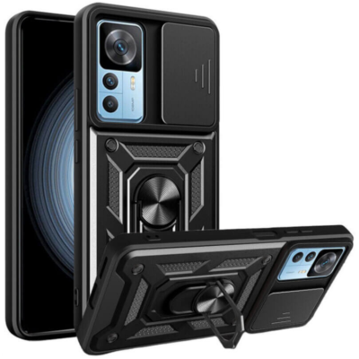 Bodycell Armor Slide - Ανθεκτική Θήκη Xiaomi 12T / 12T Pro με Κάλυμμα για την Κάμερα & Μεταλλικό Ring Holder - Black (5206015018862)