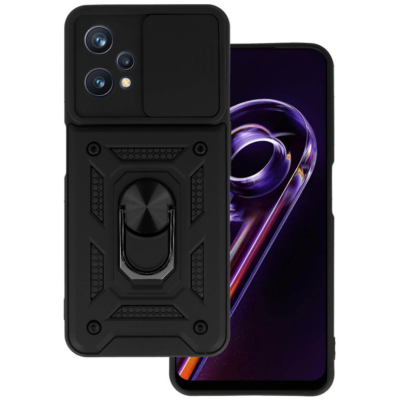 Bodycell Armor Slide - Ανθεκτική Θήκη Realme 9 4G / 9 Pro Plus με Κάλυμμα για την Κάμερα & Μεταλλικό Ring Holder - Black (5206015009747)