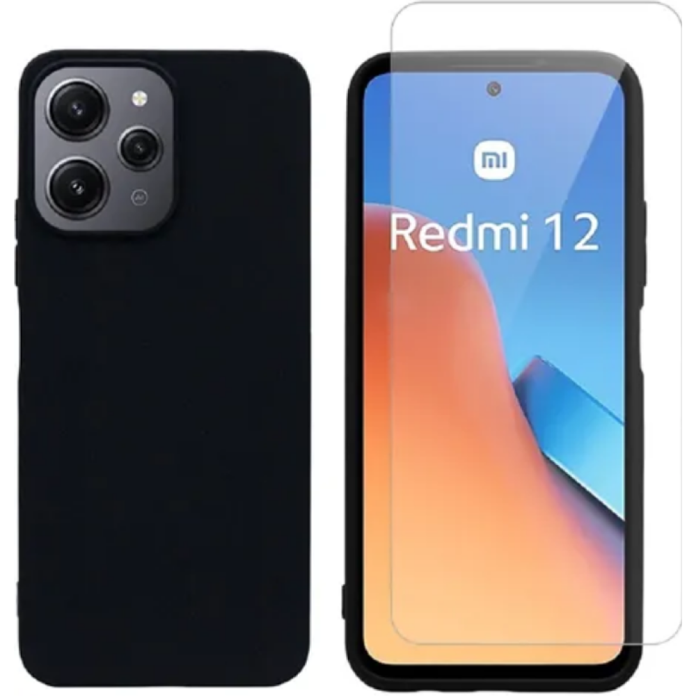 Vivid Σετ Θήκη Σιλικόνης & Tempered Glass - Xiaomi Redmi 12 - Transparent / Black (VIMAT319BKGLASSTN)