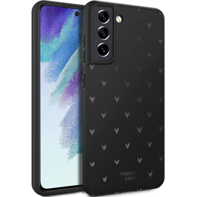 HappyCase Θήκη Σιλικόνης Samsung Galaxy S21 FE 5G - Hearts Print Black (8719246398605)