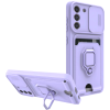 Bodycell Multifunction - Ανθεκτική Θήκη Samsung Galaxy S21 FE 5G με Λουράκι Λαιμού / Κάλυμμα Κάμερας / Ring Holder / Υποδοχή Κάρτας - Purple (5206015013249)