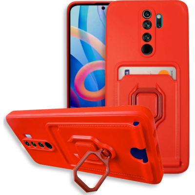 Bodycell Multifunction - Ανθεκτική Θήκη Xiaomi Redmi Note 8 Pro με Λουράκι Λαιμού / Ring Holder / Υποδοχή Κάρτας - Red (5206015013324)