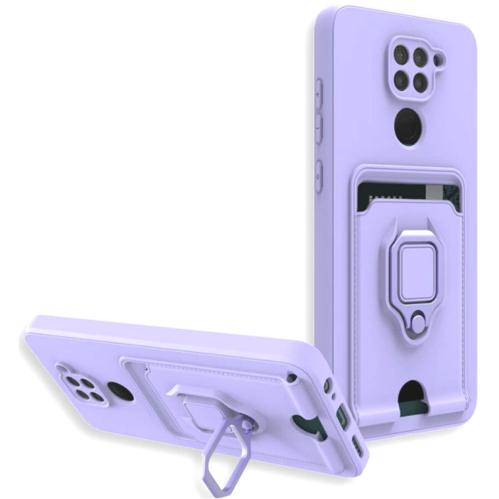 Bodycell Multifunction - Ανθεκτική Θήκη Xiaomi Redmi Note 9 με Λουράκι Λαιμού / Κάλυμμα Κάμερας / Ring Holder / Υποδοχή Κάρτας - Purple (5206015013508)