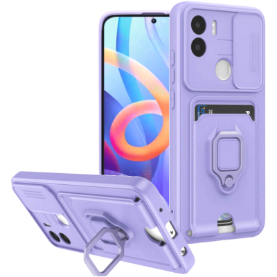 Bodycell Multifunction - Ανθεκτική Θήκη Xiaomi Redmi A2 Plus / A1 Plus με Λουράκι Λαιμού / Κάλυμμα Κάμερας / Ring Holder / Υποδοχή Κάρτας - Purple (5206015017599)