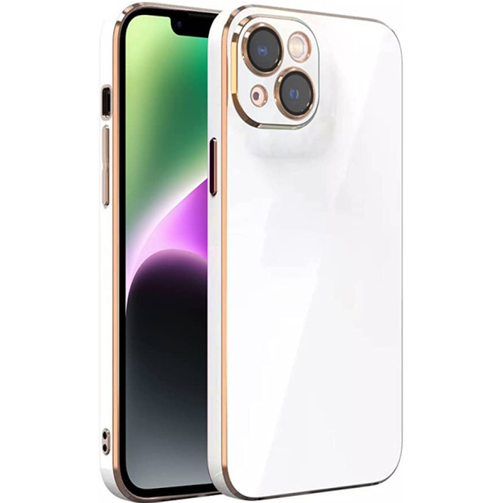 Bodycell Gold Plated - Θήκη Σιλικόνης Apple iPhone 13 - White (5206015069154)